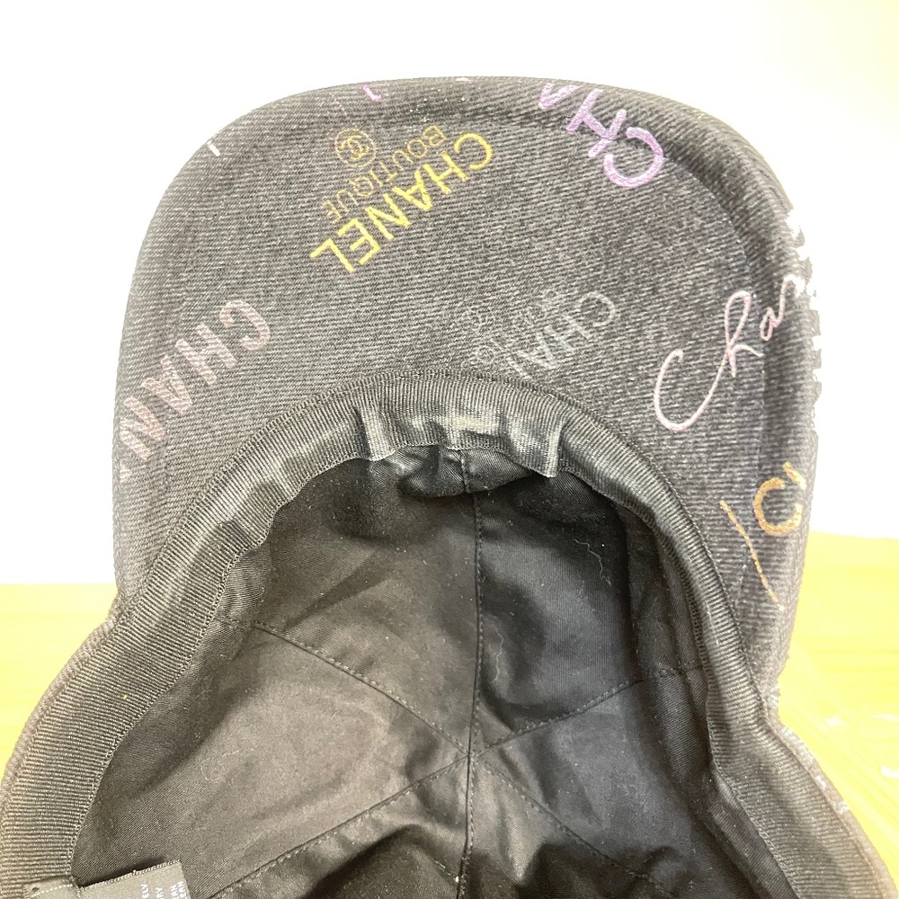 Chanel 22P Black Denim x Pink CC Logo All Over Baseball Cap